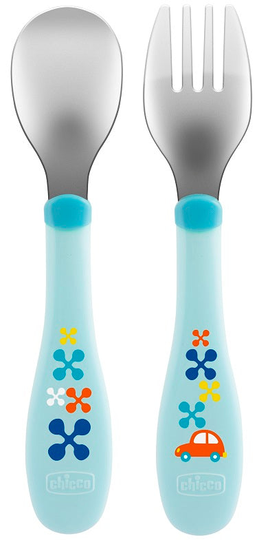 CH POSATE INOX 18M+ AZZURRO/VE